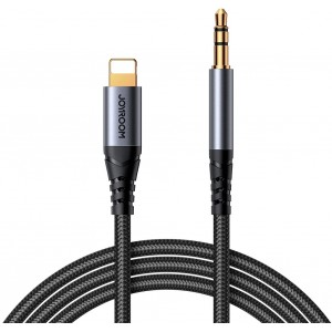 Joyroom stereo audio cable AUX 3.5 mm mini jack - Lightning for iPhone iPad 1.2 m black (SY-A06) (universal)