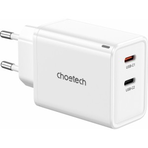 Choetech PD6013 2x USB-C PD 65W GaN wall charger - white (universal)