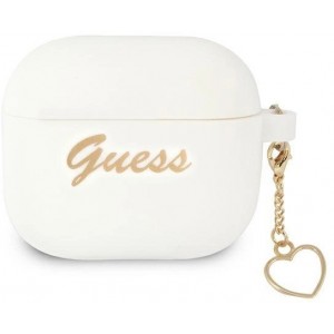 Guess GUA3LSCHSH AirPods 3 cover white/white Silicone Charm Heart Collection (universal)