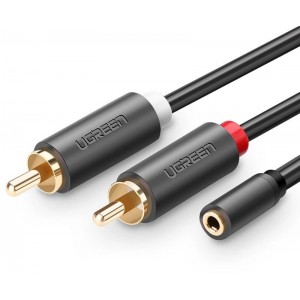 Ugreen cable audio cable 3.5 mm mini jack (female) - 2RCA (male) 25 cm gray (AV102 10561) (universal)