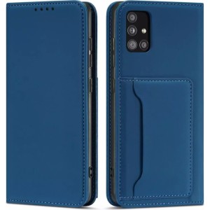 4Kom.pl Magnet Card Case for Samsung Galaxy A12 5G cover card wallet stand blue