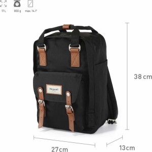 4Kom.pl Backpack Himawari Laptop Bag 14.1 Capacious Waterproof Universal 17L Travel Backpack Vintage Black & Brown