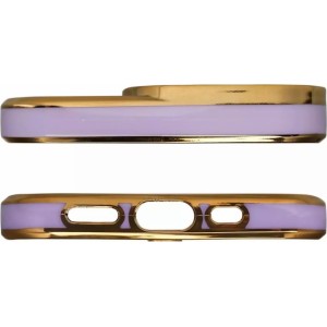 4Kom.pl Fashion Case for iPhone 13 Pro gel cover with a gold frame purple