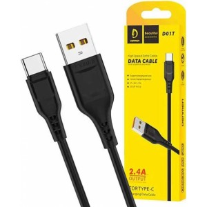 Alogy Cable USB to USB-C Type C Denmen D01T fast charging 2.4A 1m Black