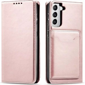 4Kom.pl Magnet Card Case case for Samsung Galaxy S22 (S22 Plus) cover card wallet stand pink