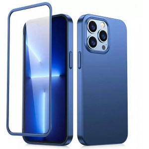 Joyroom 360 Full Case Cover for iPhone 13 Pro Max Back and Front Cover Tempered Glass Blue (JR-BP928 blue)