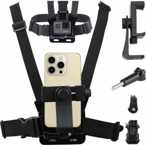 4Kom.pl Sports harness Alogy Chest chest holder for camera, GoPro cameras, universal phone Black