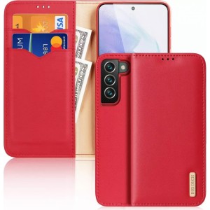 Dux Ducis Hivo Leather Flip Cover Genuine Leather Case Wallet for Cards and Documents Samsung Galaxy S22 (S22 Plus) Red