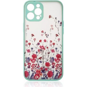 4Kom.pl Design Case for iPhone 12 Pro cover with flowers light blue