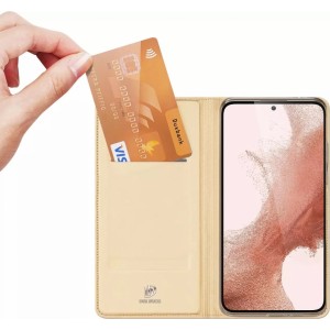 Dux Ducis Skin Pro Protective Phone Case for Samsung Galaxy S23 Flip Card Wallet Stand Gold