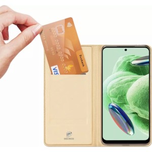 Dux Ducis Skin Pro Case For Xiaomi Redmi Note 12 5G / Poco X5 5G Flip Cover Card Wallet Stand Gold