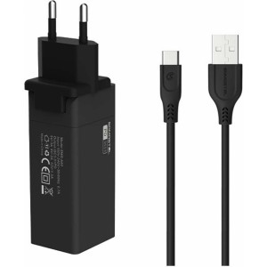4Kom.pl USB charger QC 3.0 USB-C Power Delivery PD fast 40W USB-C cable type C Black