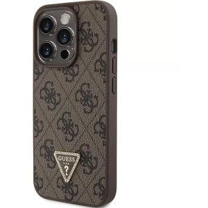 Guess PU Leather 4G Triangle Strass Case Защитный Чехол для iPhone 15 Pro Max