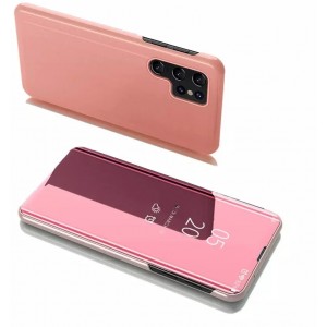 4Kom.pl Clear View Case flip case for Samsung Galaxy S22 Ultra pink