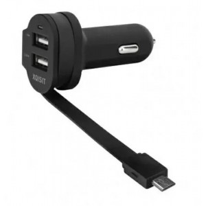 Xqisit Xquisit order. alone. 6A Dual USB microUSB car charger black/black 20425