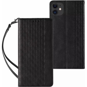 4Kom.pl Magnet Strap Case case for iPhone 12 wallet case mini lanyard pendant black