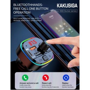 Ikaku KAKU KSC-693 Bluetooth FM Raidītājs ar Auto Lādētāju PD 20W Bluetooth 5.0 / MP3 / MicroSD