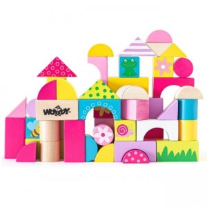 Woody 91302 Деревянные развивающие цветные кубики различных геометрических форм Trendy (50шт.) детей 2+