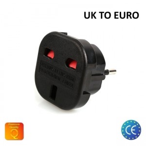 HQ Переходник сетевого гнезда UK (Англия) 3pin на EU стандарт 2Pin UK на EU адаптер (OEM)/ Чёрный
