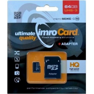 Imro Карта Памяти microSDXC 64GB / cl. 10 / UHS-3 + Adapter