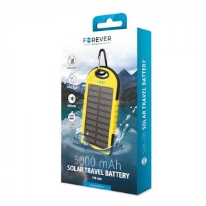 Forever STB-200 Solar Power Bank 5000 mAh Universāla Ārējas uzlādes baterija 5V + Micro USB Kabelis