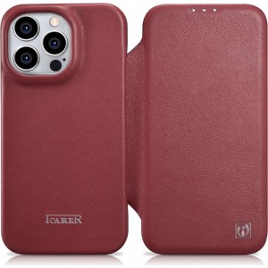 Icarer CE Premium Leather Folio Case iPhone 14 Pro Magnetic Flip Leather Folio Case MagSafe Red (WMI14220714-RD) (universal)