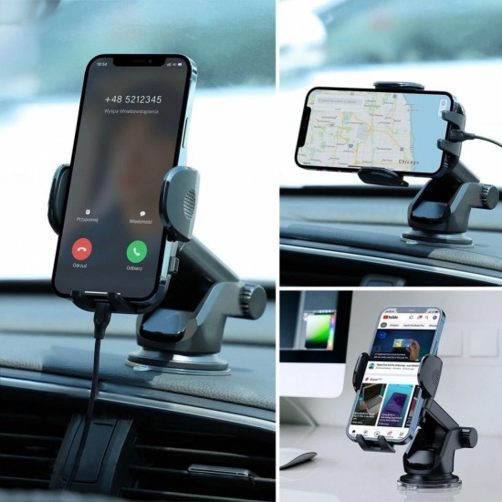 Joyroom car phone holder with telescopic extendable arm for dashboard and windshield black (JR-ZS259) (universal)