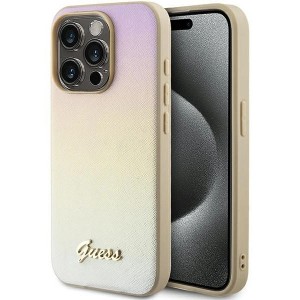 Guess Saffiano Iridescent Script case for iPhone 14 Pro - gold (universal)