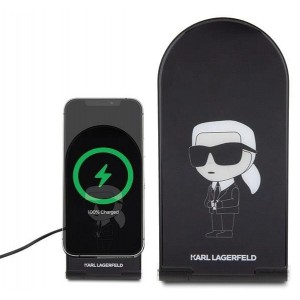 Karl Lagerfeld Ikonik MagSafe 15W inductive charger, foldable 2in1 - black (universal)