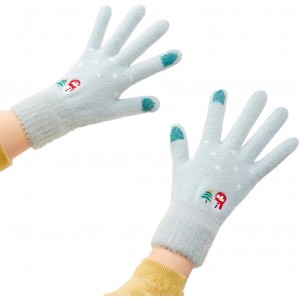 Hurtel Women's winter telephone gloves with a snowman and a Christmas tree - green (universal)