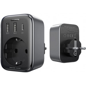 Ugreen Wall charger 30W (2xUSB/USB C/AC) / adapter EU - EU 13A Ugreen CD314 - black (universal)