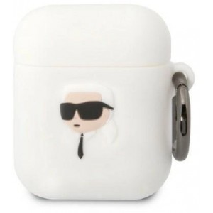 Karl Lagerfeld KLA2RUNIKH AirPods 1/2 cover white/white Silicone Karl Head 3D (universal)