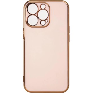 Hurtel Lighting Color Case for iPhone 12 Pro pink gel cover with gold frame (universal)