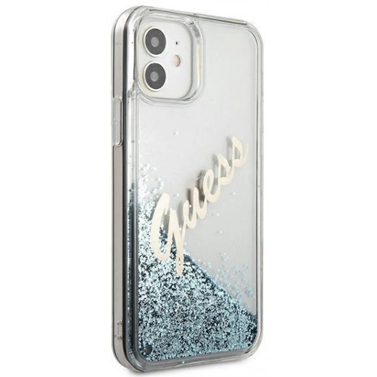 Guess GUHCP12SGLVSBL iPhone 12 mini 5.4" blue/blue hardcase Glitter Vintage Script (universal)