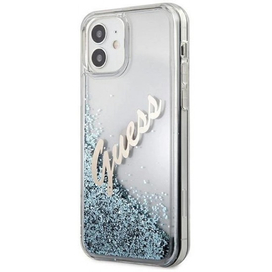 Guess GUHCP12SGLVSBL iPhone 12 mini 5.4" blue/blue hardcase Glitter Vintage Script (universal)