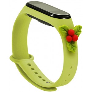 Hurtel Strap Xmas Wristband for Xiaomi Mi Band 4 / Mi Band 3 Christmas Silicone Strap Bracelet Green (Mistletoe) (universal)