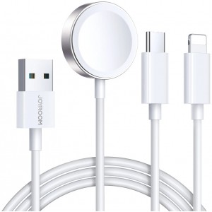 Joyroom S-IW008 3-in-1 cable magnetic charger USB-A - Lightning/USB-C 1.2m - white (universal)