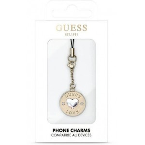 Guess case GUCPMHGLD Phone Strap Heart Diamond Charm with Rhinestones (universal)