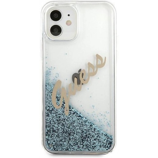 Guess GUHCP12SGLVSBL iPhone 12 mini 5.4" blue/blue hardcase Glitter Vintage Script (universal)