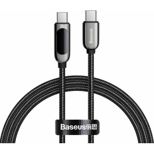 Baseus USB Type C - USB Type C cable 100 W (20 V / 5 A) 1 m Power Delivery with display screen power meter black (CATSK-B01) (universal)