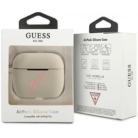 Guess GUACAPLSVSGP AirPods Pro cover gray pink/grey pink Silicone Vintage (universal)