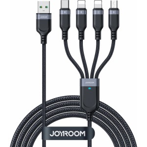 Joyroom 4in1 USB cable USB-A - USB-C / 2 x Lightning / Micro for charging and data transmission 1.2m Joyroom S-1T4018A18 - black (universal)
