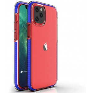 Hurtel Spring Case clear TPU gel protective cover with colorful frame for iPhone 12 mini dark blue (universal)