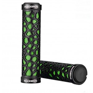 Rockbros 2017-14AGN bicycle grips - black and green (universal)