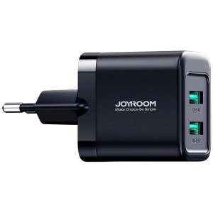 Joyroom JR-TCN01 2xUSB-A 12W 2.4A mains charger - black (universal)