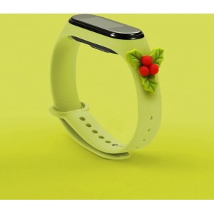 Hurtel Strap Xmas Wristband for Xiaomi Mi Band 4 / Mi Band 3 Christmas Silicone Strap Bracelet Green (Mistletoe) (universal)