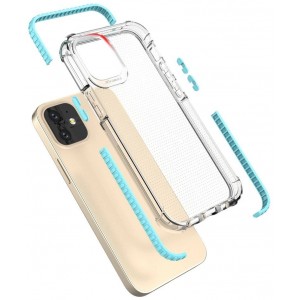 Hurtel Spring Armor clear TPU gel rugged protective cover with colorful frame for iPhone 12 mini blue (universal)