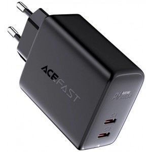 Acefast charger 2x USB Type C 40W, PPS, PD, QC 3.0, AFC, FCP black (A9 black) (universal)