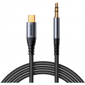 Joyroom stereo audio cable AUX 3.5 mm mini jack - USB-C for phone 1.2 m black (SY-A07) (universal)