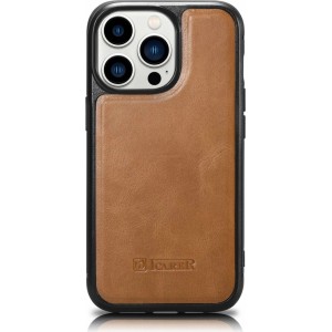 Icarer Leather Oil Wax case covered with natural leather for iPhone 14 Pro brown (WMI14220718-TN) (universal)